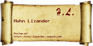 Hohn Lizander névjegykártya